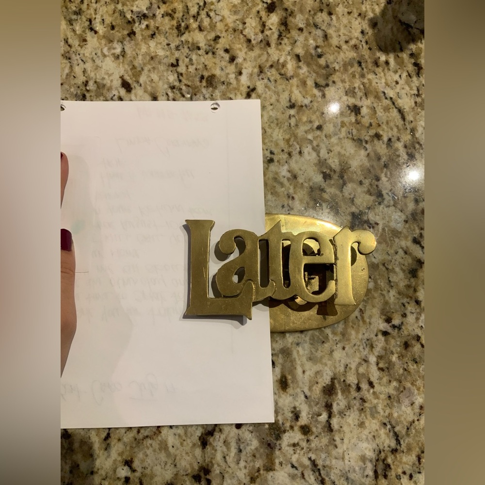 Vintage Mid Century Brass Later Paperweight Desk Organizer Clip Letter Holder - Picture 13 of 15